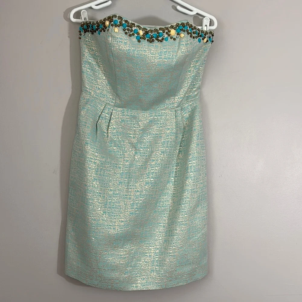 Lilly Pulitzer Raya Dress Mint Teal Jeweled Size 8 - Picture 1 of 6